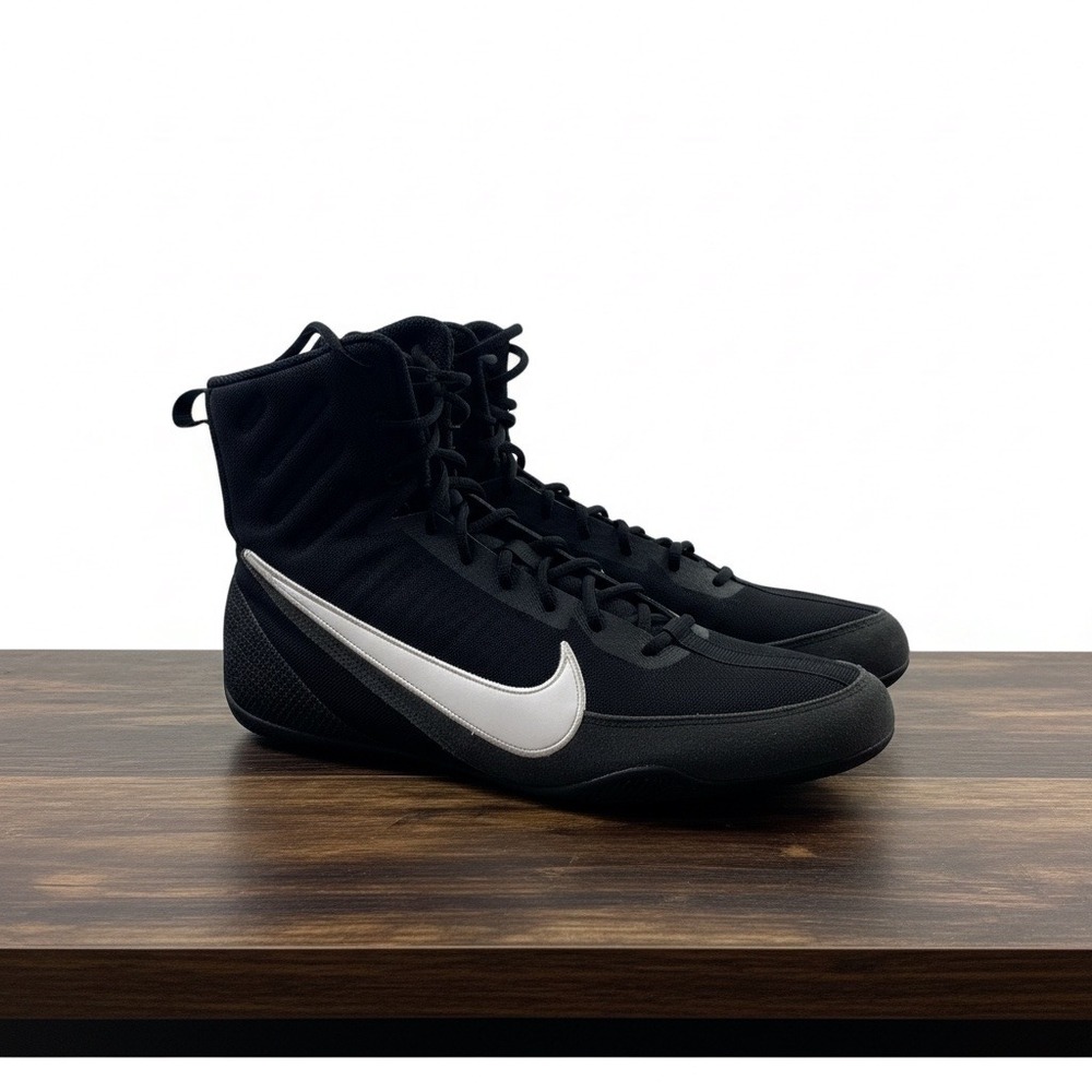 Nike Machomai 3 Boxing Shoes High Top Training Combat Mens Black White Size 14